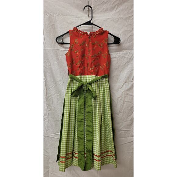 Hammerschmid Child's Dirndl Dress Red and Green German Austrian Size 116 or 6-7 - Picture 4 of 5